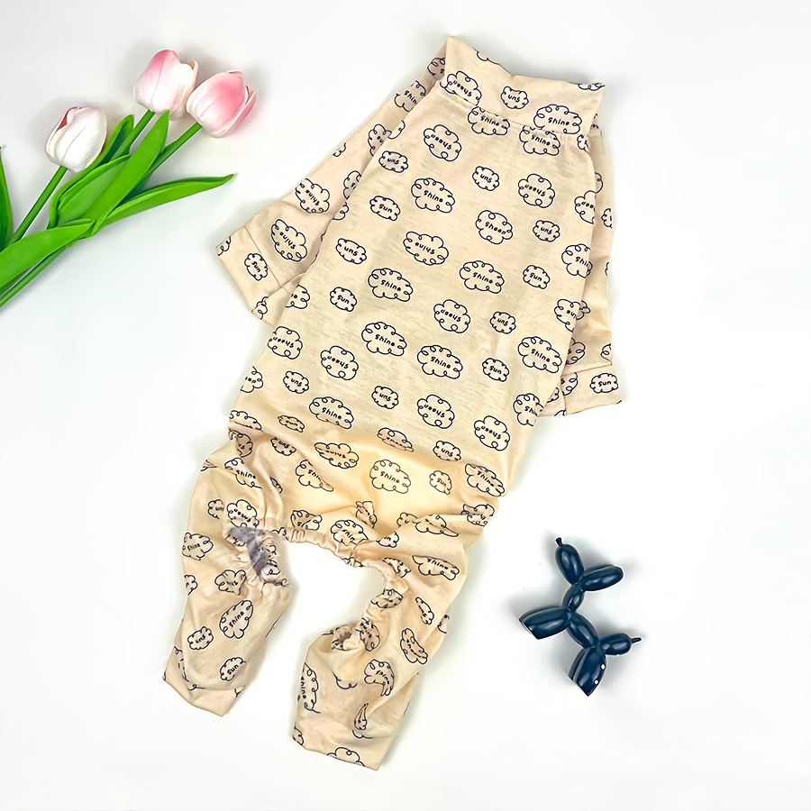 TEMU 1pc Breathable Sweatcloth Full Coverage Cloud-shaped Jumpsuit Home And Travel Dual-use Four-legged Outfit