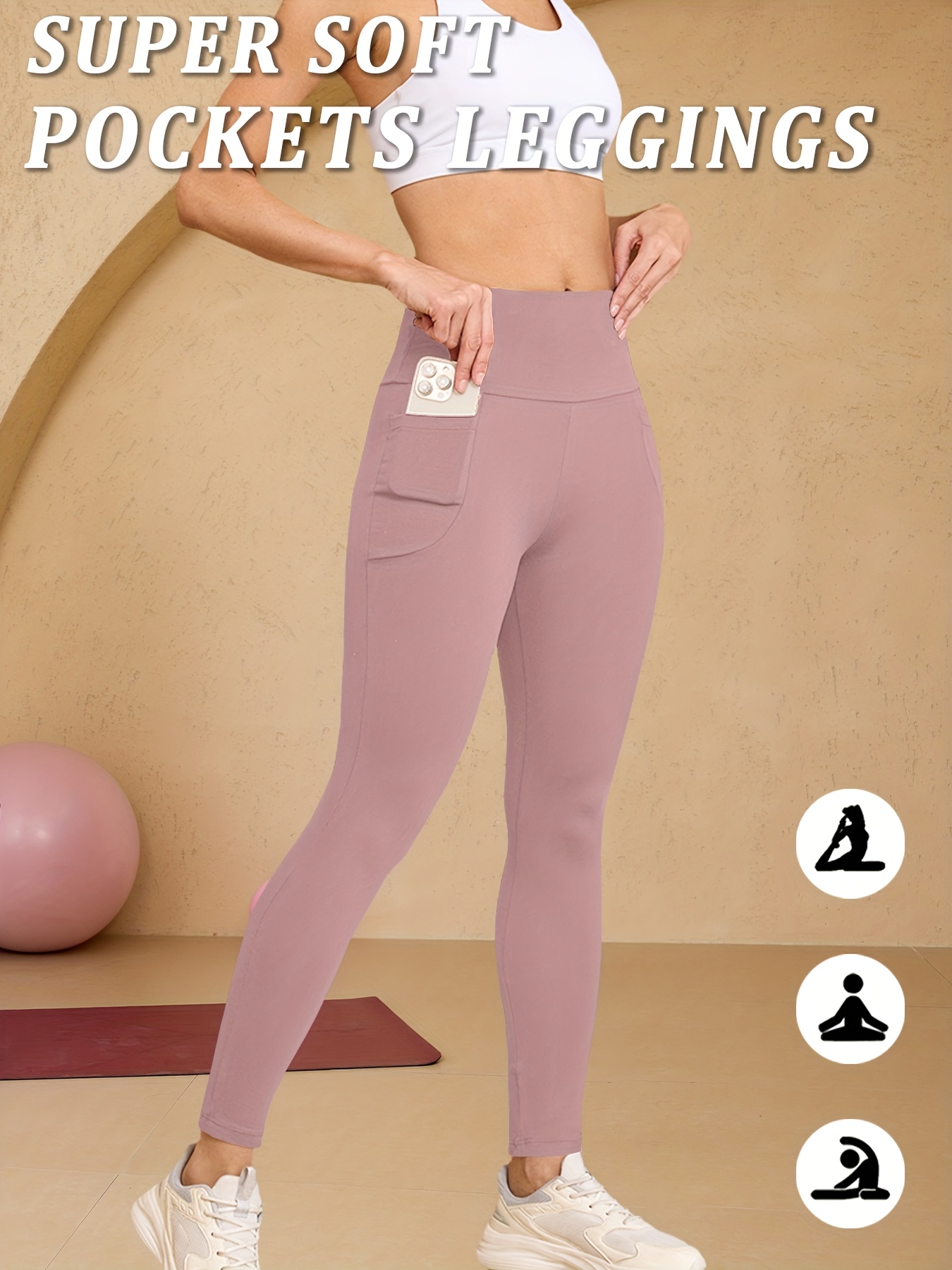 super soft leggings with pockets for women high waisted tummy control workout yoga outdoors running pants leggings