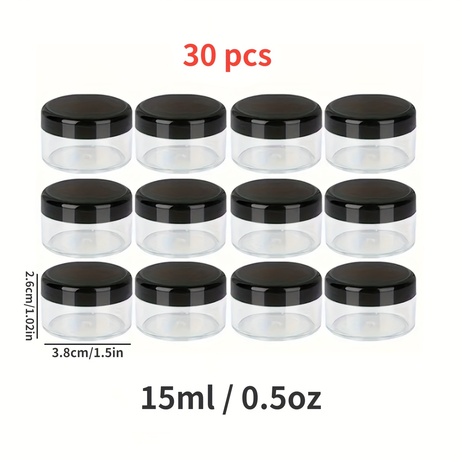 TEMU 30pcs Small Travel Containers | Cosmetic Sample Containers With Lids, Polystyrene Material, Ideal For Creams, Lotions, Lip Balms, , Scrubs, Nail