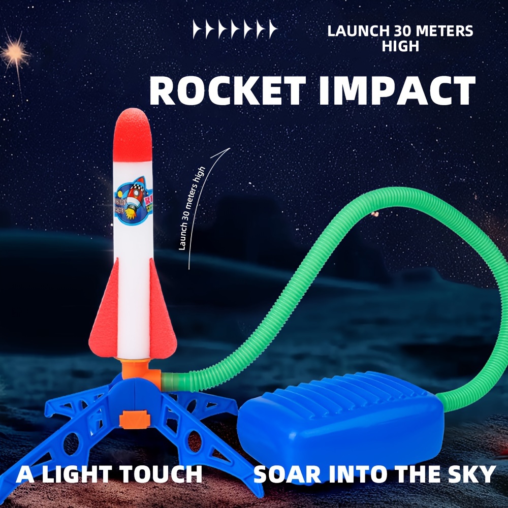 

3/6/9pcs Flying Rocket Launcher Foot Stomping Rocket Launching Toy, Children's Foot-powered Outdoor Toy That With A Stomp, Space Rocket Design, Children's Birthday Gift, Two-player Battle