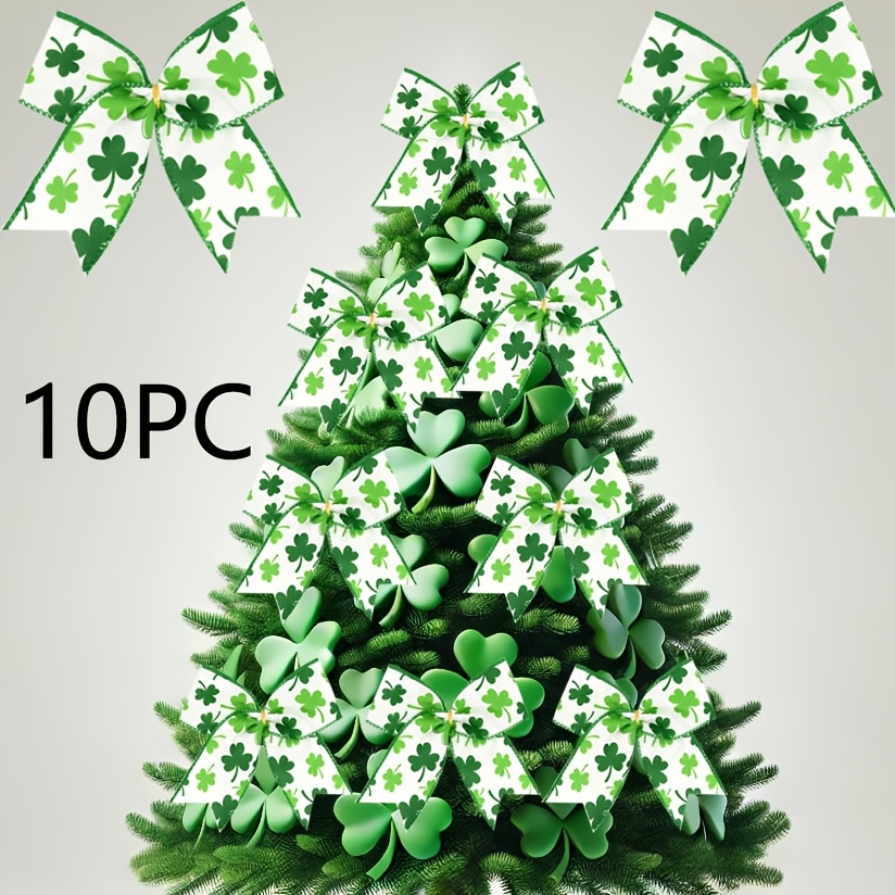 

10pcs Festive Green Shamrock Bows For 's Day - , Indoor & Outdoor Decorations, Ideal For Home, Front Door, And