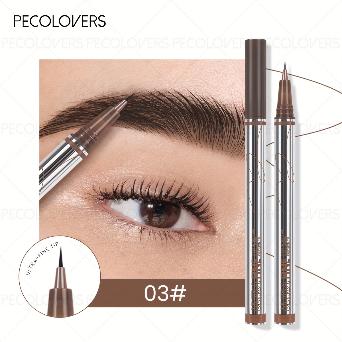 1pc Silvery -fine Eyebrow Pencil & Eyeliner, Light Brown And Black, And Quick-drying, In The Eyebrows, Defines The , Eye Makeup