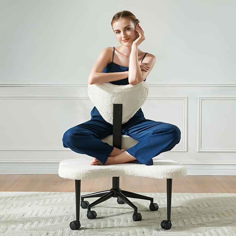 imagen del artículo silla   ergonómica   de   con soporte lumbar y altura ajustable - silla de computadora   con   de metal y tela de falsa lana de  ,   y transpirable. ideal para     en el hogar - disponible en múltiples colores