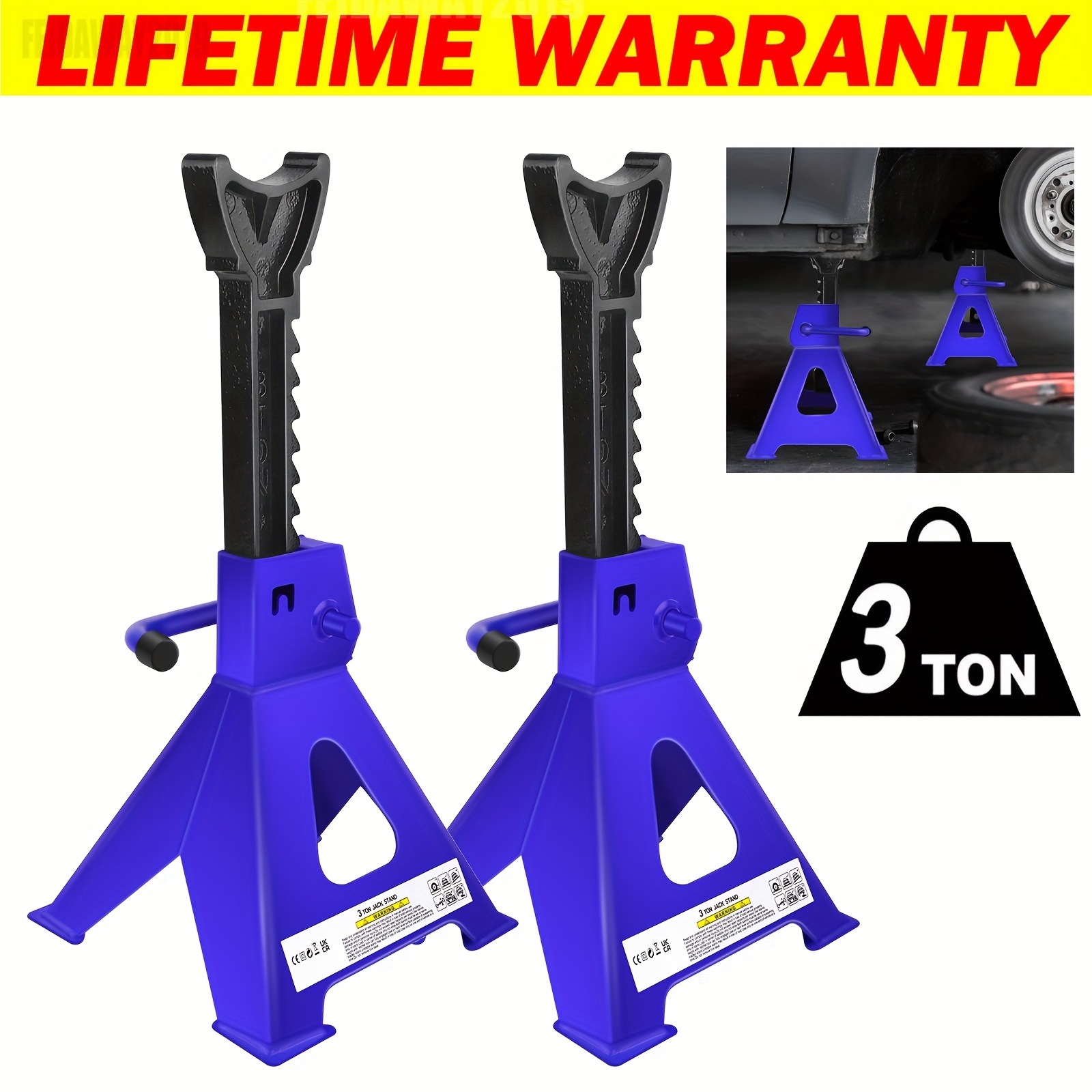 Image of Pair Axle Stand 3 Tonne Ton Car Jack Ratchet Heavy Duty Repairing Tool Garage Workshop Safety Steel Lift Lifting Pair Of Stands