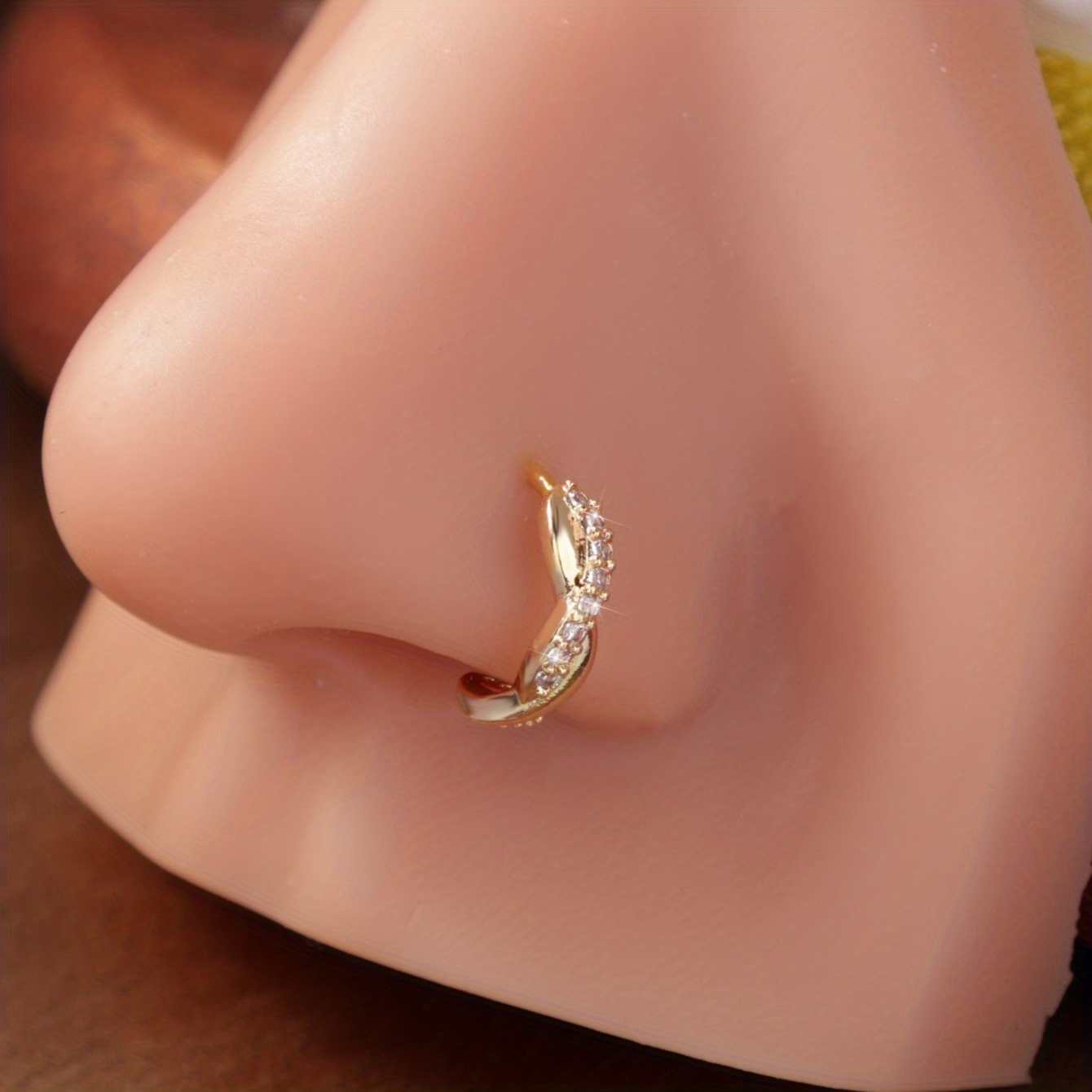 Image of 1pc Women's Nose Ring With Cubic Synthetic Zirconia, Body Piercing Jewelry