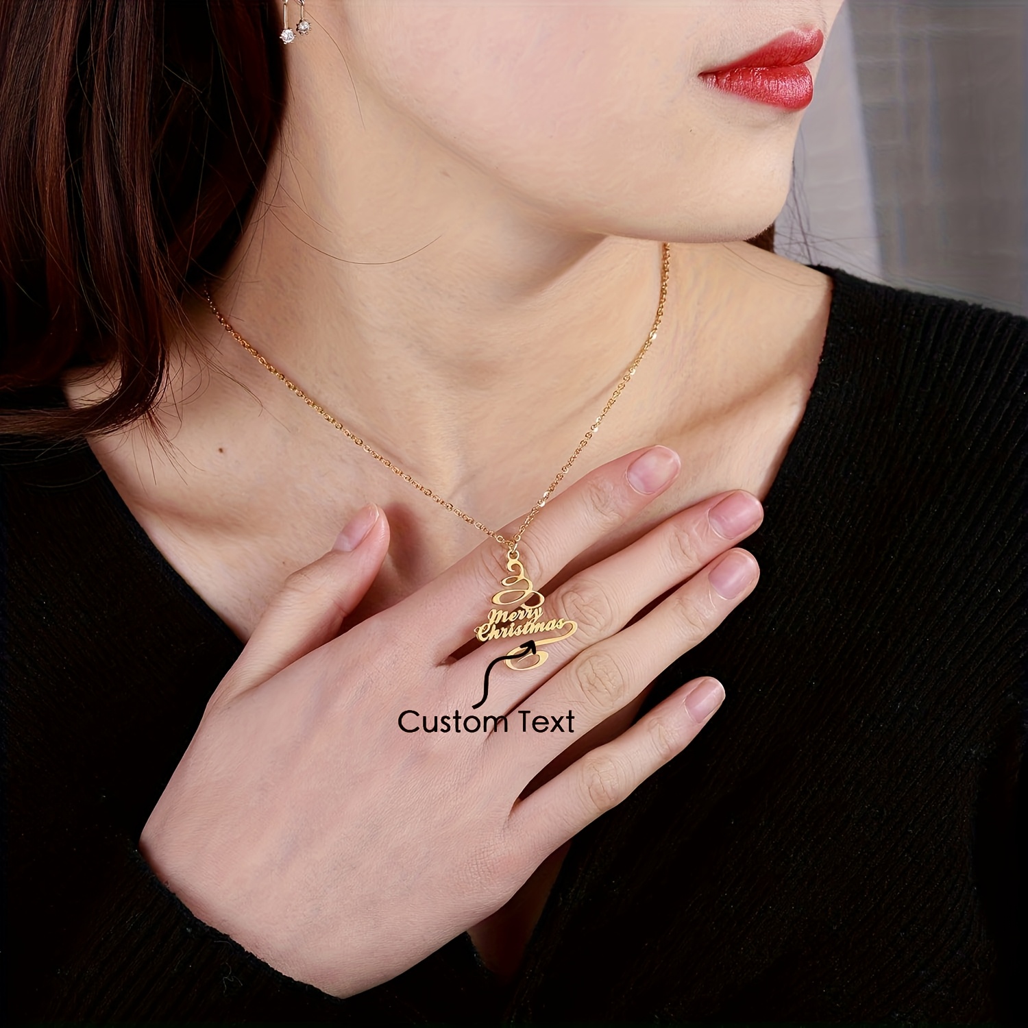 Custom Personalized Christmas Tree Pendant Necklace