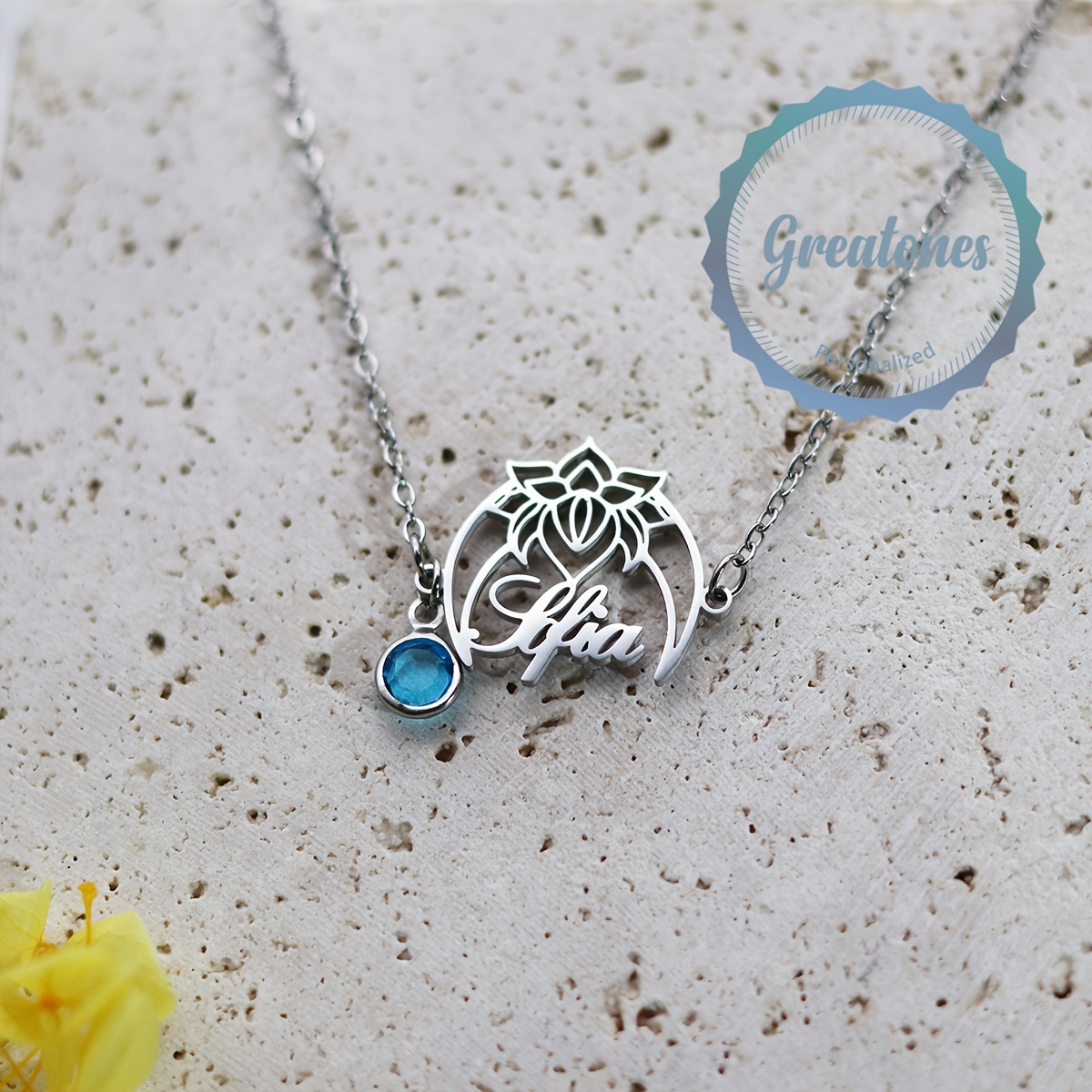 Custom Hollow Lotus Design Stainless Steel Name Bracelet