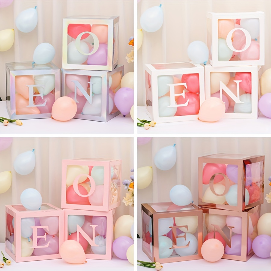 Cajas de Regalo DIY con letras L O V E, Cubo de globos para Baby Shower,  decoración de fiesta de cumpleaños, celebración de boda, 4 piezas -  AliExpress