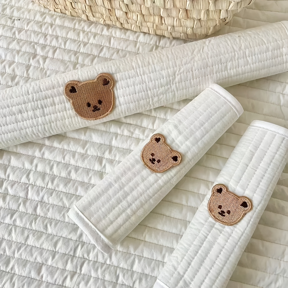 TEMU Set di 3 pezzi per passeggino - 2 copri spallacci e 1 copri , morbidi copri spallacci per e sedile del passeggino, motivi ricamati 3D, spallacci