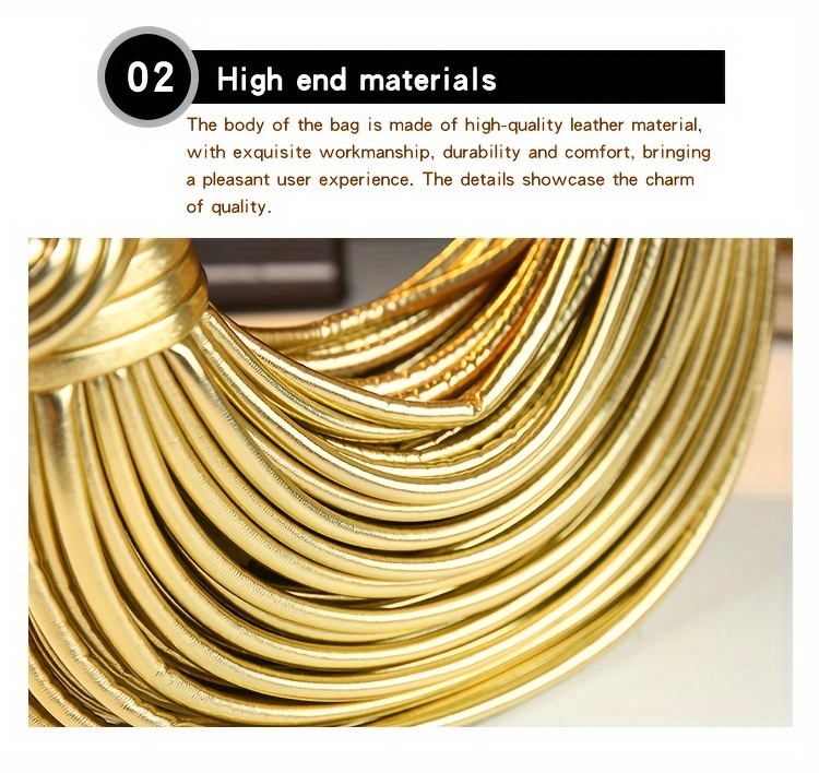 Glossy Trendy Design Sense Handmade Dumpling Bag Hand-Held Crossbody Bag Knotted Rope Noodles Bag Fashionable Personality Female Bag