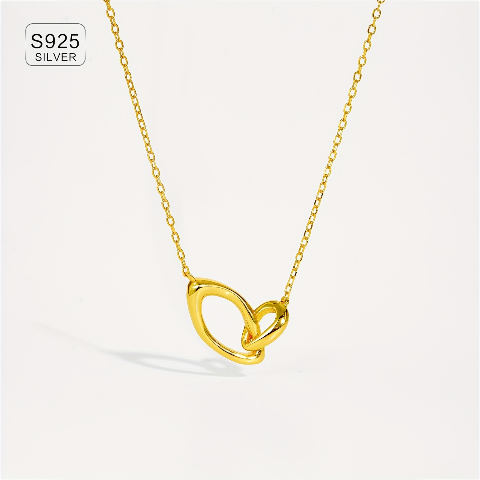 925 Sterling Silver & 18K Gold Plated Interlocking Loop Necklace