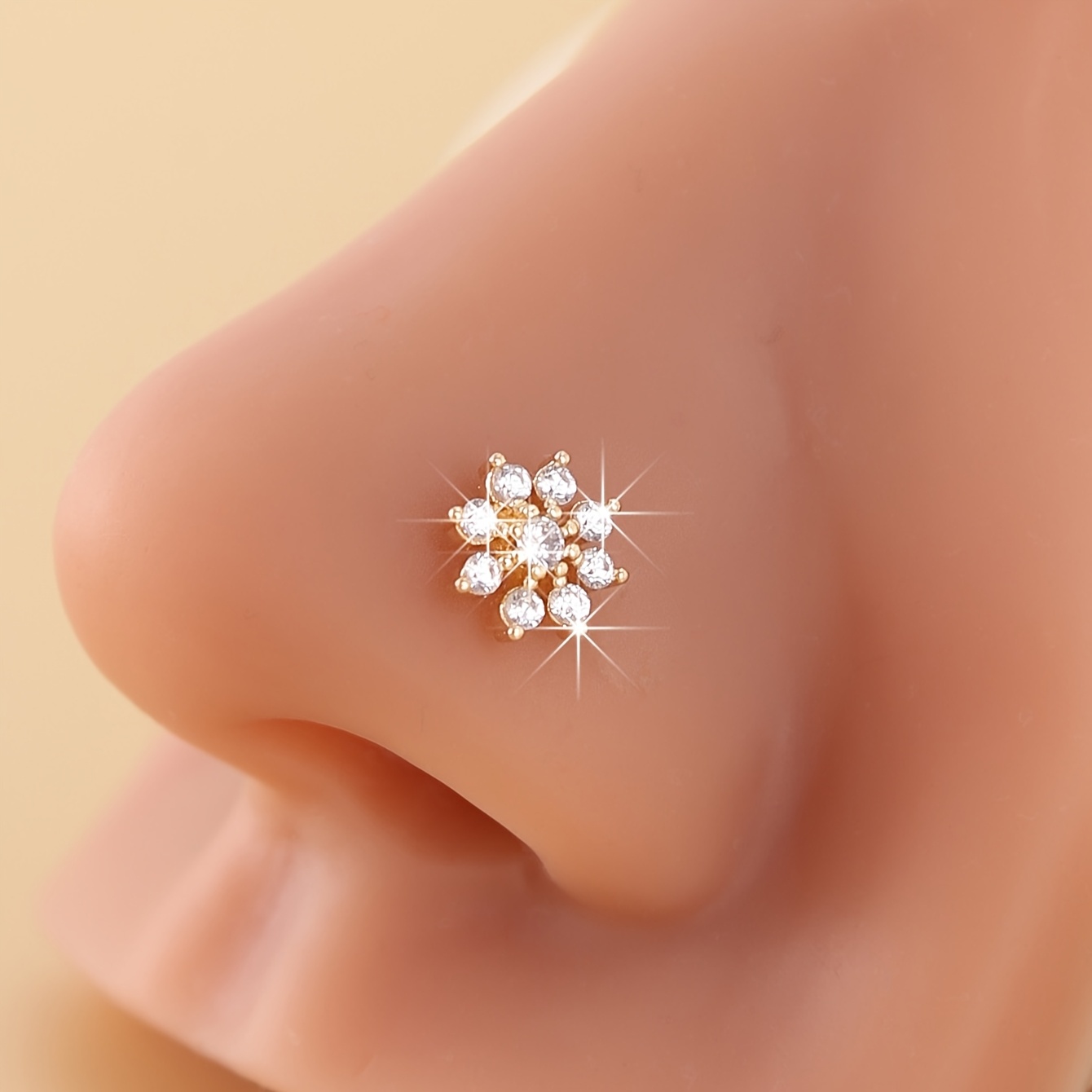 4pcs Floral Nose Rings Set, Cute Petal Design