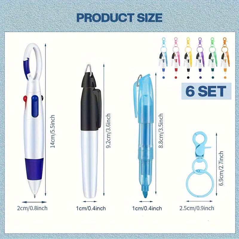  36 Pcs 9 Set Mini Highlighter Nurse Pen Pack Set Nurse Pens  For Badge Include 9 Mini Highlighters, 9 Marker, 9 Retractable Ball Pen, 9  Nursing Keychain Nurse Gifts