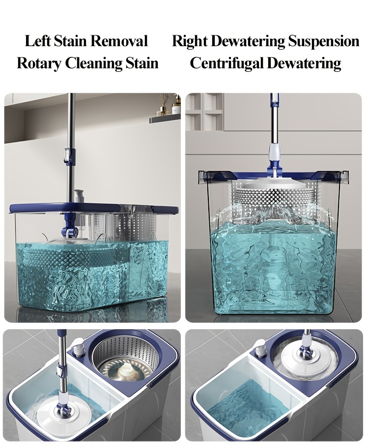 easy   spin mop and bucket set with 2 4 reusable pads self  ing wet dry use for hardwood laminate   for home   cleaning for return school details 5