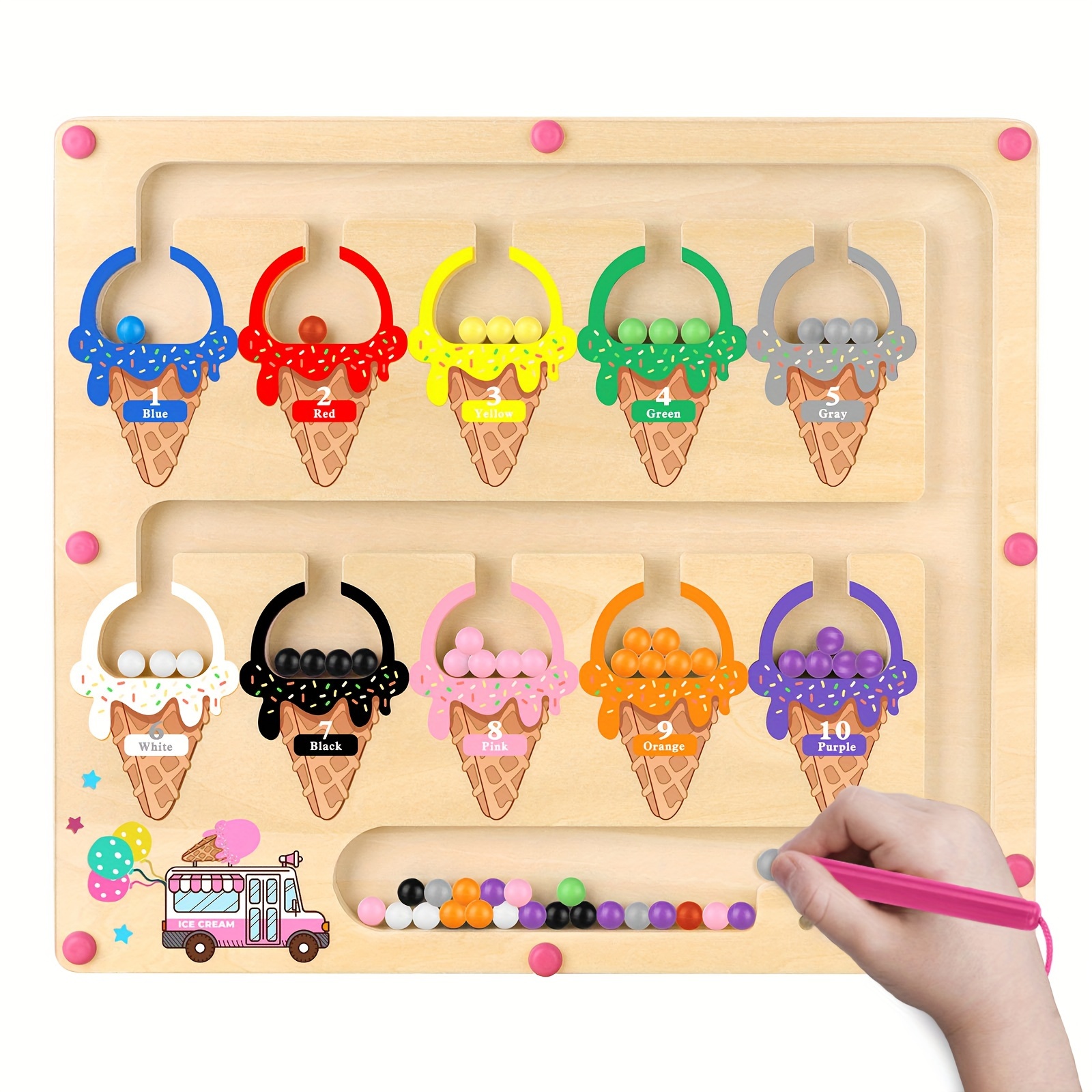 

Magnetic Number , Toy For 2-5 Years Old Girls, Wooden Magnet Balls Puzzles, Preschool Learning Activities, Christmas & Birthday Gift For Kids