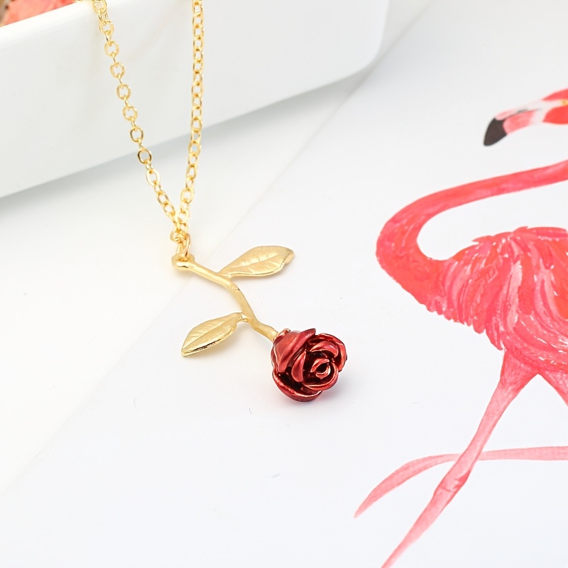 Women's Minimalist Rose Necklace — Delicate Floral Pendant