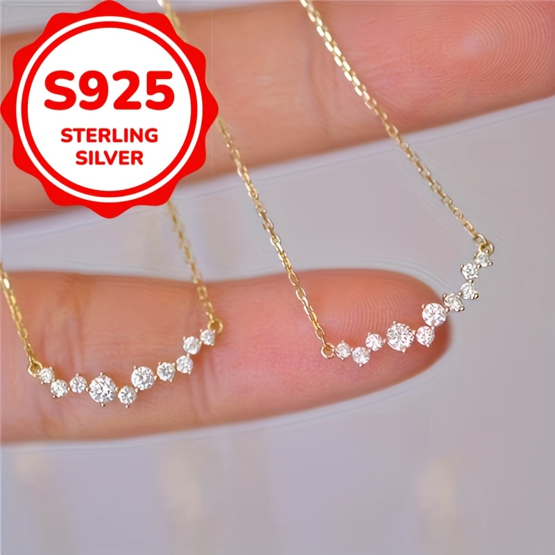 

Simple Smile 925 Silver Four- Round Clavicle Chain Women's Valentine's Day Gift Pendant Necklace Jewelry