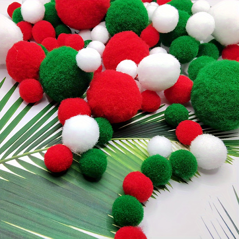 

100pcs Assorted Red, , Christmas Pom , Polyester Diy Decoration, Party Supplies Crafts & Sewing Accessories, Decorations, No , Battery-free