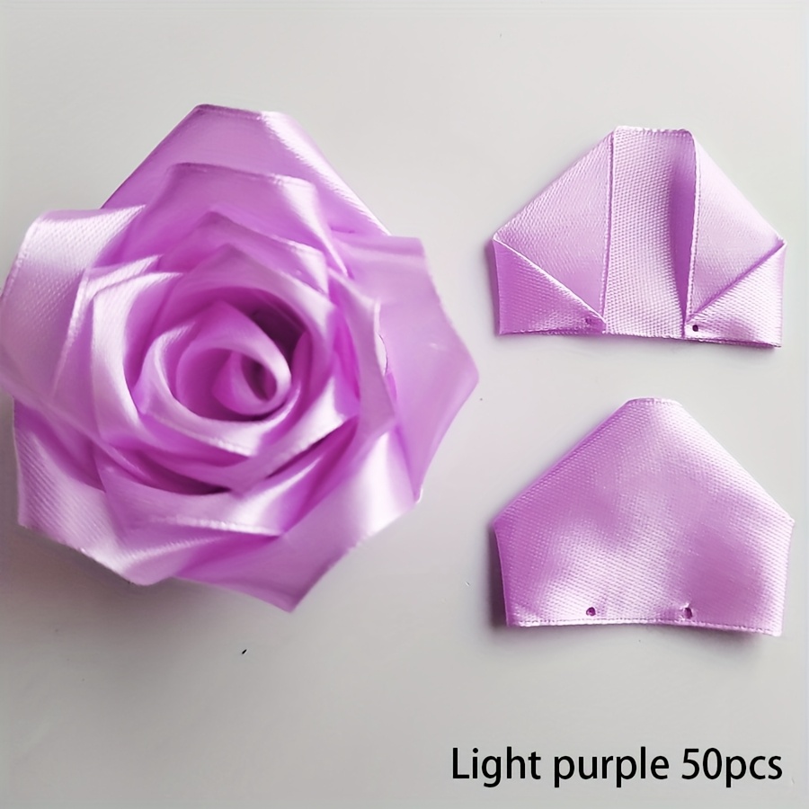 TEMU 50pcs Handmade Ribbon Petals, Handmade Rose Petals, Handmade Semi-finished Products, Very Suitable For Diy Eternal Flowers, Wedding Roses, ,