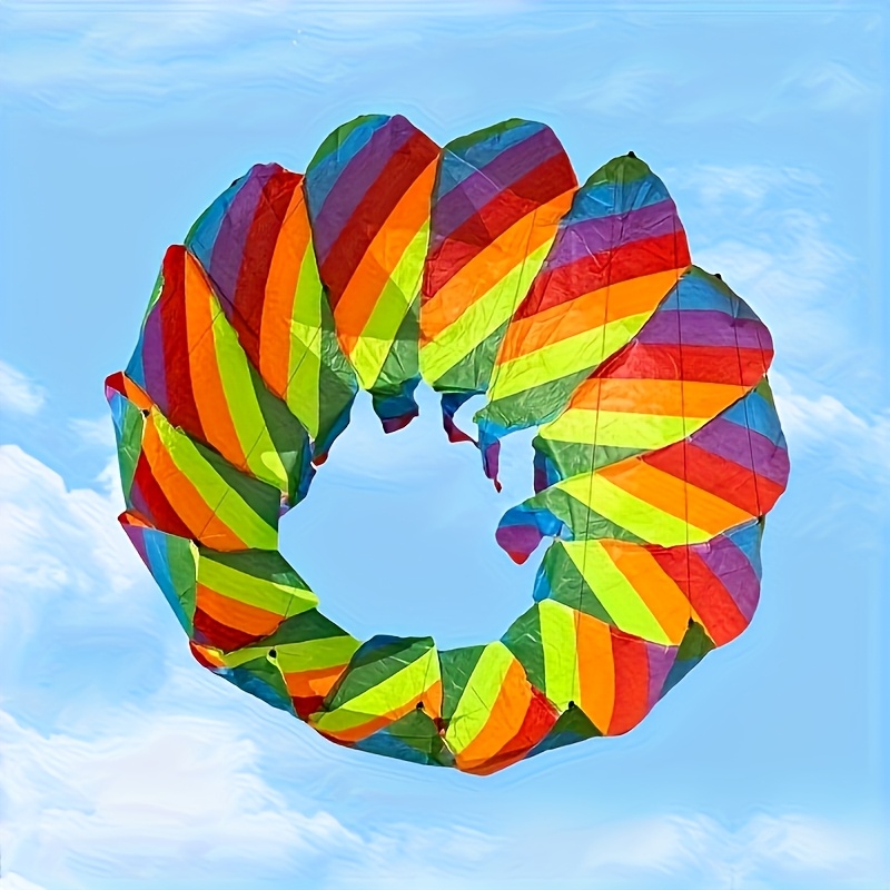TEMU Kite Hanging Ornament; Three-dimensional Rotating Flower Basket Tail; Lotus Rotating Tail Kite; Suitable For Outdoor Games And Entertainment.