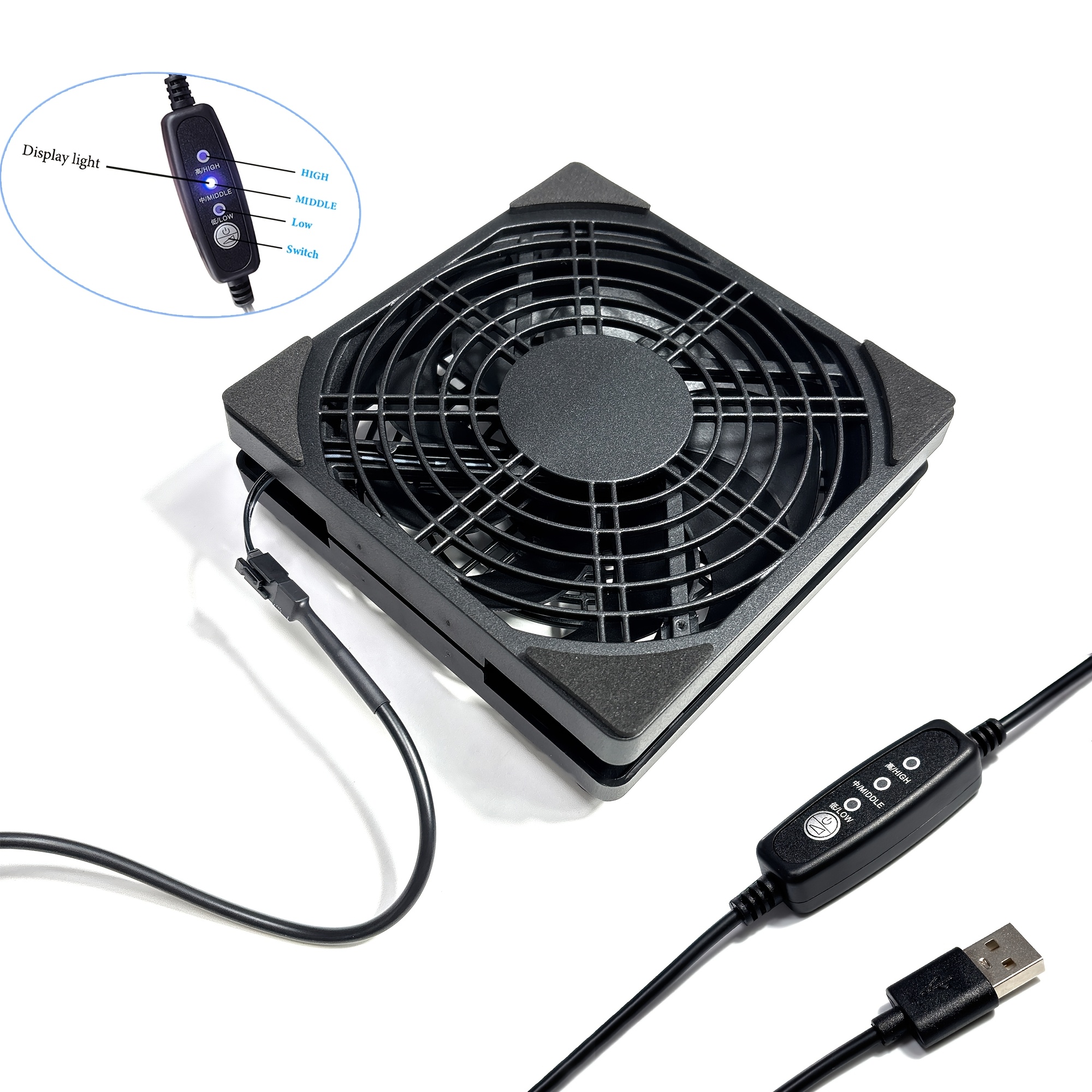 TEMU 125mm Router/small Device Cooling Fan | Electronic Device Cooling Base With 3-speed Adjustable Function, Suitable For Modems, Tv Boxes,