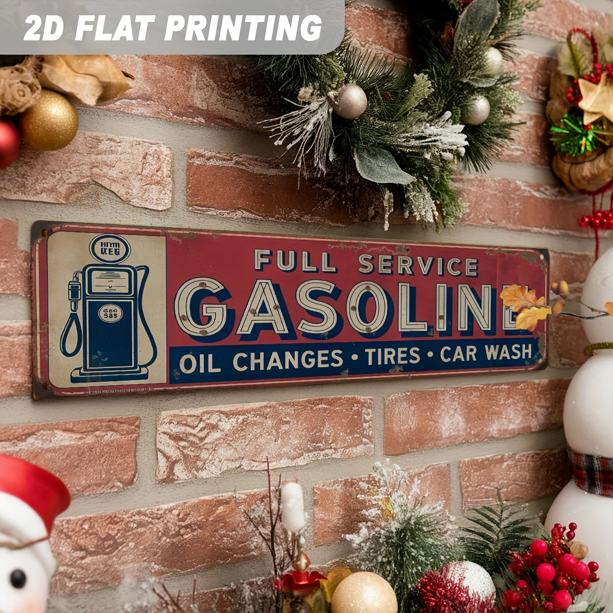 TEMU 2d Flat, 2d Flat Plane, 1pc Vintage Car Metal Wall Decor - Vintage Art With Auto Repair Service, Oil Change, And Icons - Heavy-duty Iron