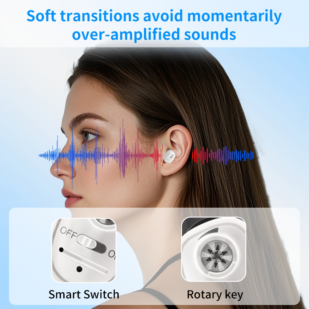 Rechargeable Hearing Amplifier with Charging - Invisible In-Ear Sound Enhancer, Adjustable Volume Control & Long Battery Life Suitable for Daily Use, Outdoor, Family Gatherings - Low-Voltage for s & Seniors