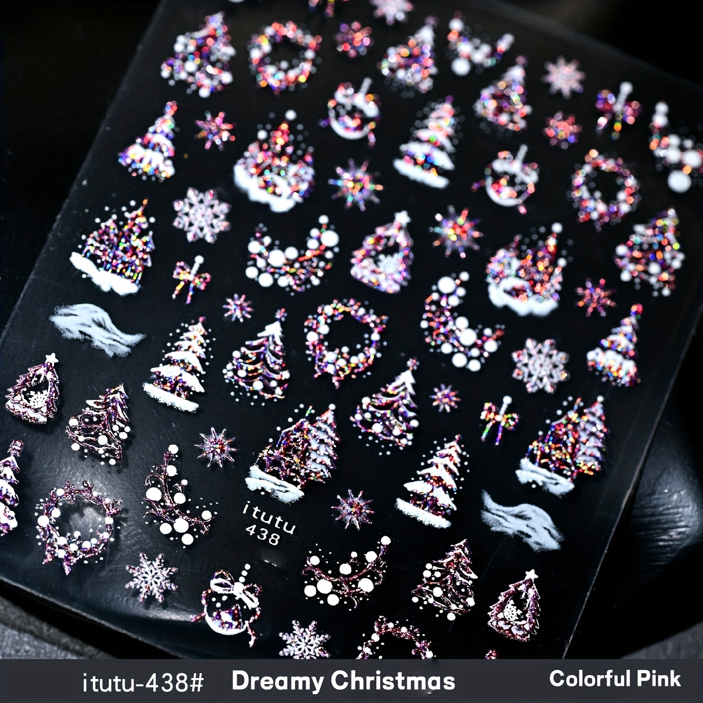 Temporary Christmas Nail Stickers With Relief - Snowflakes, Trees, Stars, Bows & Accent - Plastic Nail Decals Suitable For Nail, Holiday Parties & Gifts (no, Application)
