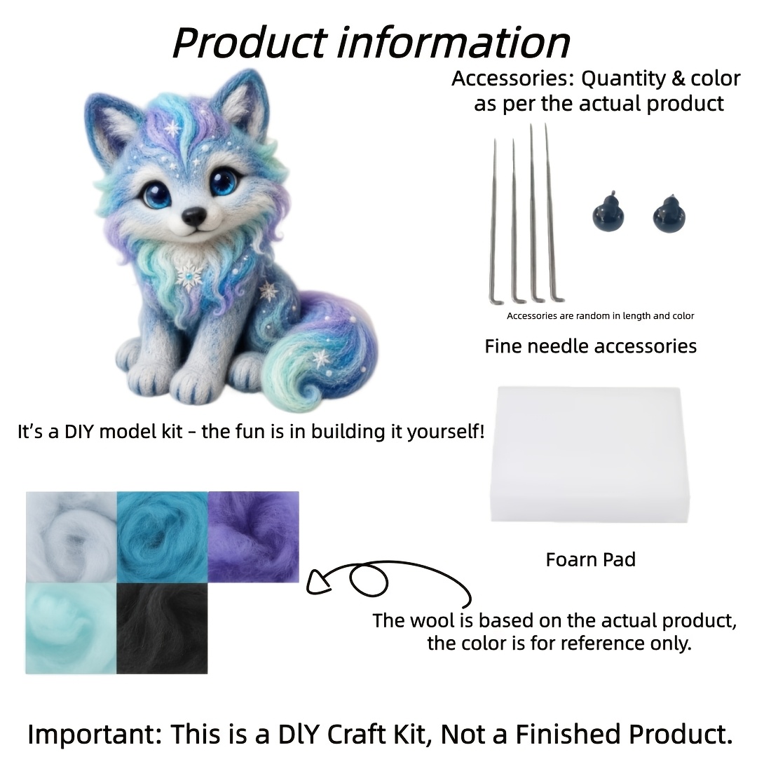 TEMU DIY-knutselpakket geschikt voor & cadeaus - 4 stijlen (wolf, uil, pony, olifant) met garen & Engelse lesinhoud - project voor beginners -