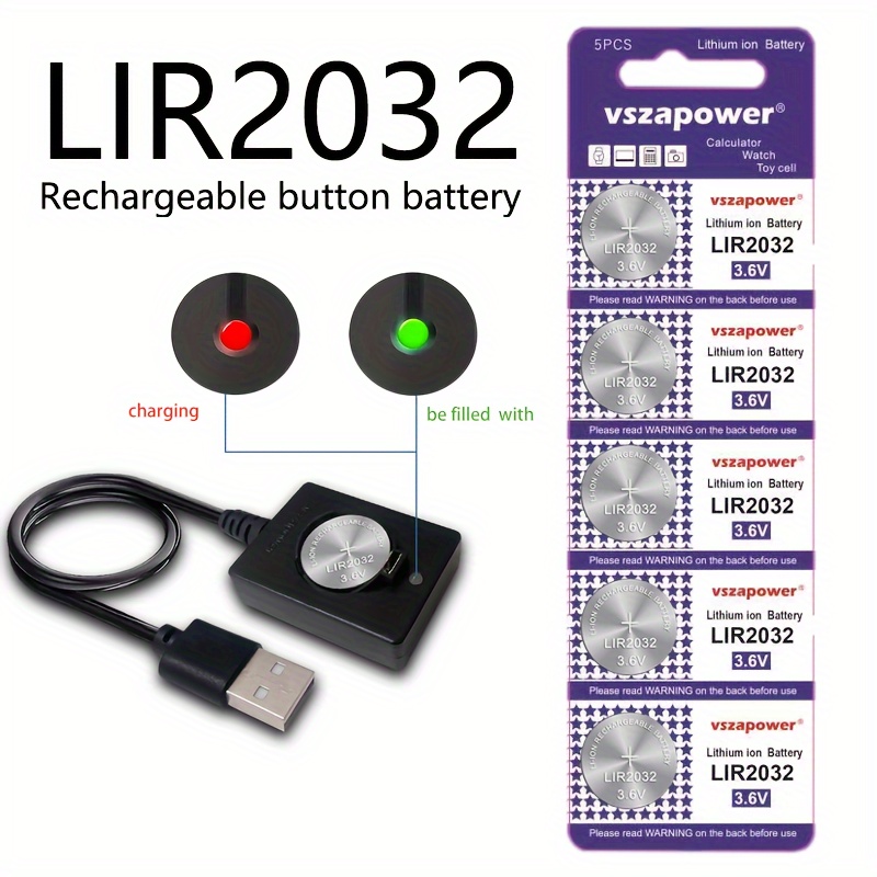 

Replacing Cr2032, Rechargeable Button Battery With Dedicated Charging Lir2032 2025 2016 1632 Button Battery Charger, Fast Charging In 1 Hour, Car Key, Electronic Scale, Remote Control, Fish Bladder