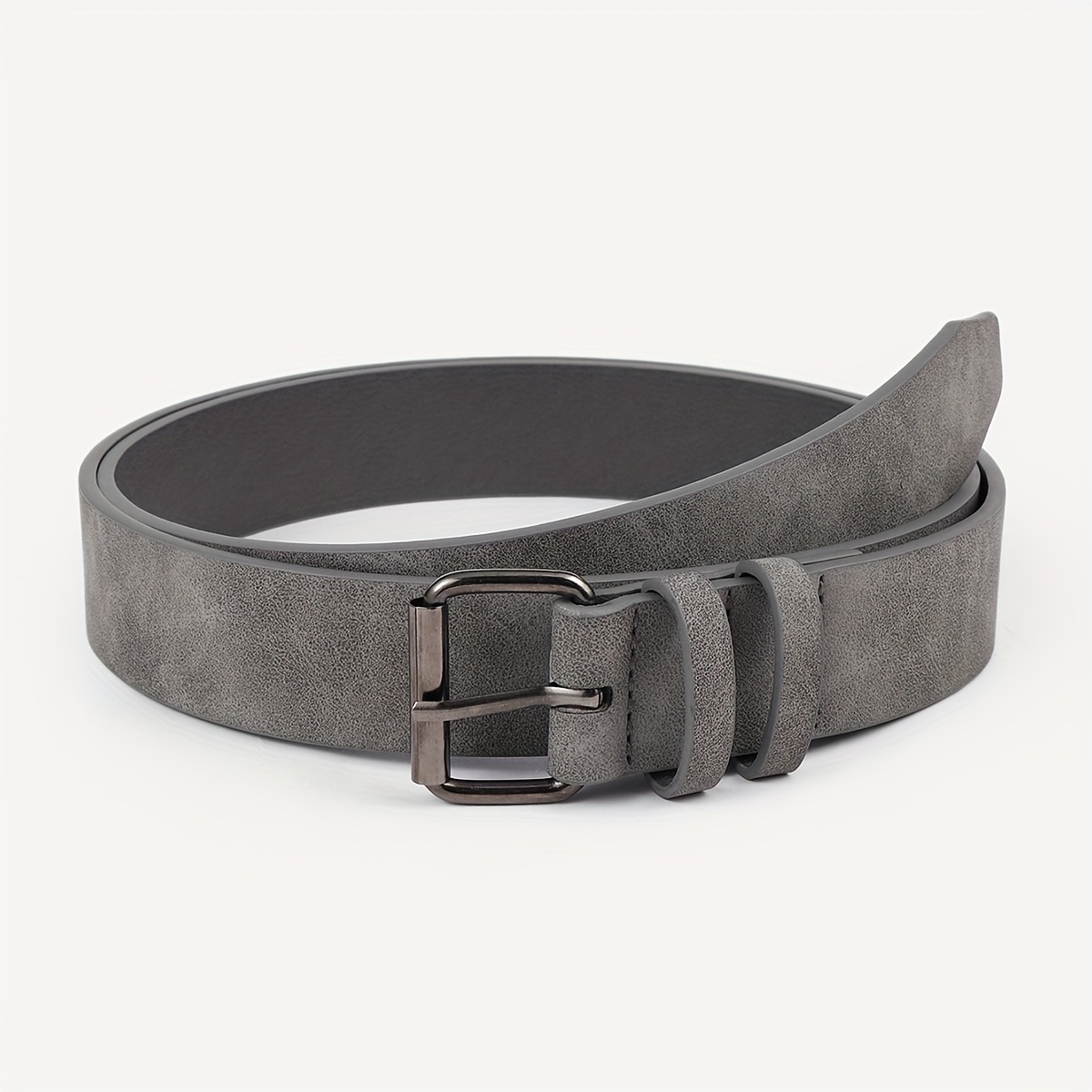 

Gray Leather Belt - Sleek Punk Style With Square Metal , For & Western Cowboy Outfits, Pu Material, Western Fashion Accessory|punk Aesthetic| Pu Belt