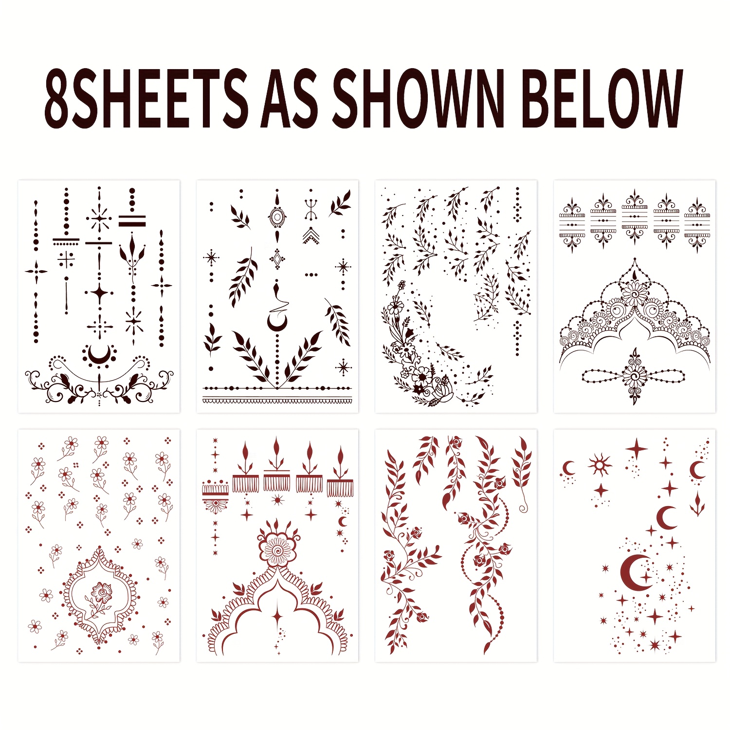 8pcs Minimalist Temporary Tattoos, Waterproof And Removable, Festive Finger Tattoos, Diy Creative Body Art