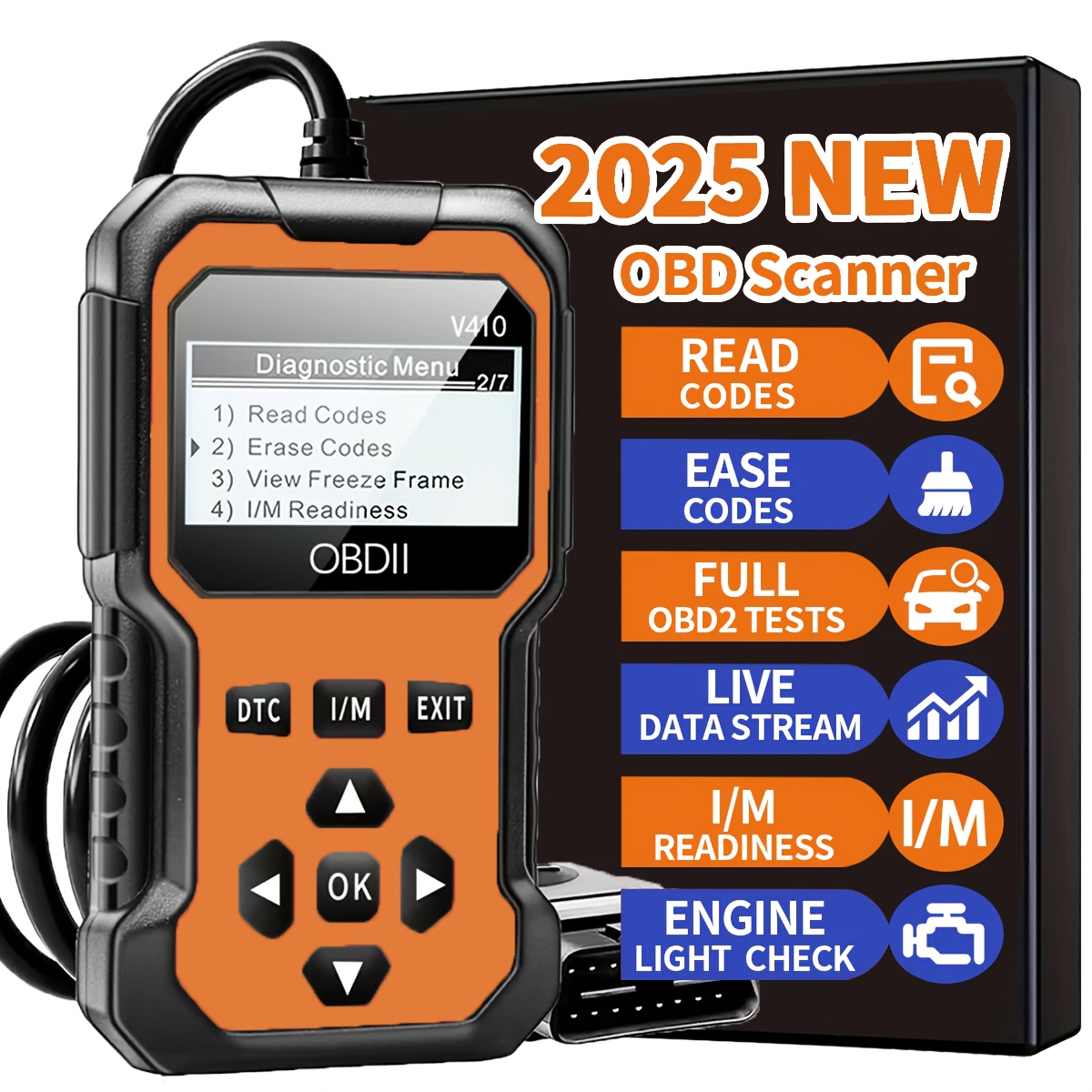 TEMU Diagnostic Scanner, Engine Code Reader With Reset Function, I/m Readiness, And Automatic Engine For All Obdii Vehicles Manufactured , Without Battery