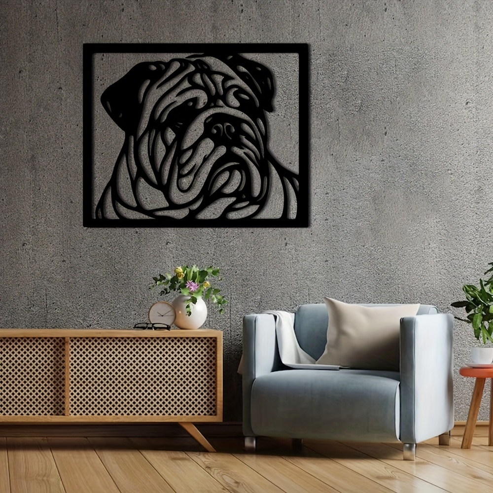 

1pc, Black Metal Art Bulldog Wall Decor, Decorative Artistic Dog Silhouette, Home Decor, Indoor Housewarming Gift, Animal Wall Art