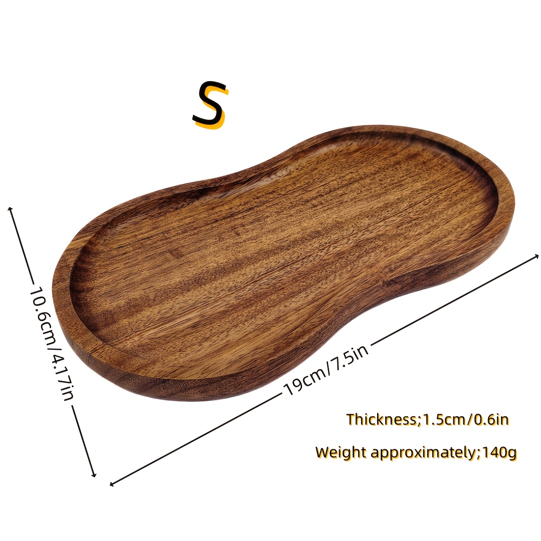 TEMU 1 High-quality Acacia Wood Tray - Creative Oval Shaped Tray, Multifunctional Wooden Tray Suitable For Scenes, Desserts, Snacks, Fruits, Coffee,