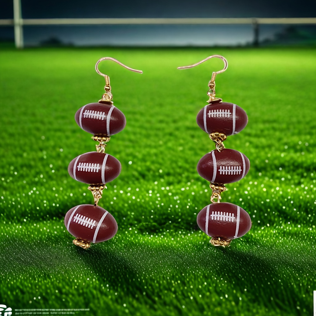 

[customer ] Chic Football-inspired Dangle Earrings - Hypoallergenic Steel, Sports Fans & Celebrations