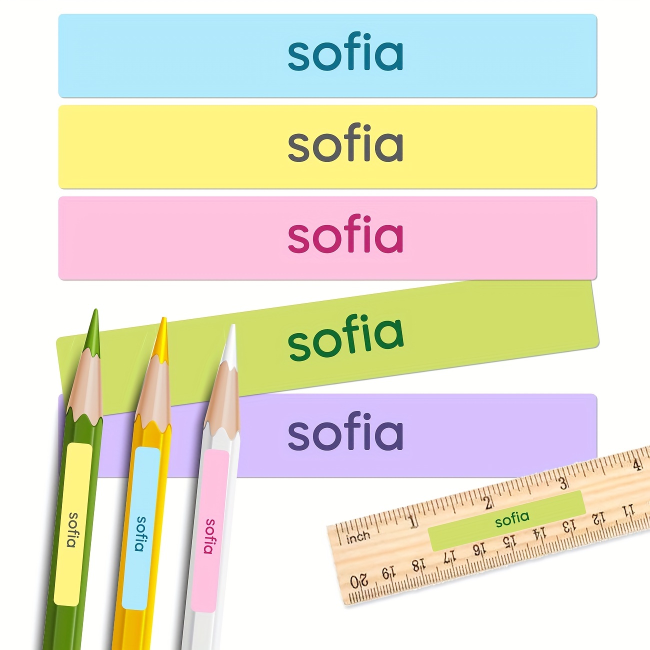 

Customizable Self-adhesive Name Labels For School Supplies, Personalized Pencil, Lunch Box, Book, Water Bottle, And Toothbrush Labels Set, Water Resistant, 180 Count - Paper Material