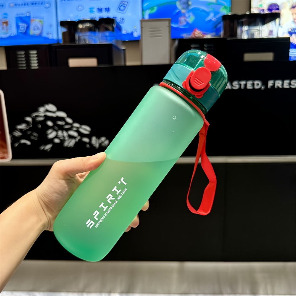 Image of 700ml Frosted Time Marker Water Bottle, Lid With Hand Strap, Large Capacity Outdoor Travel Cup