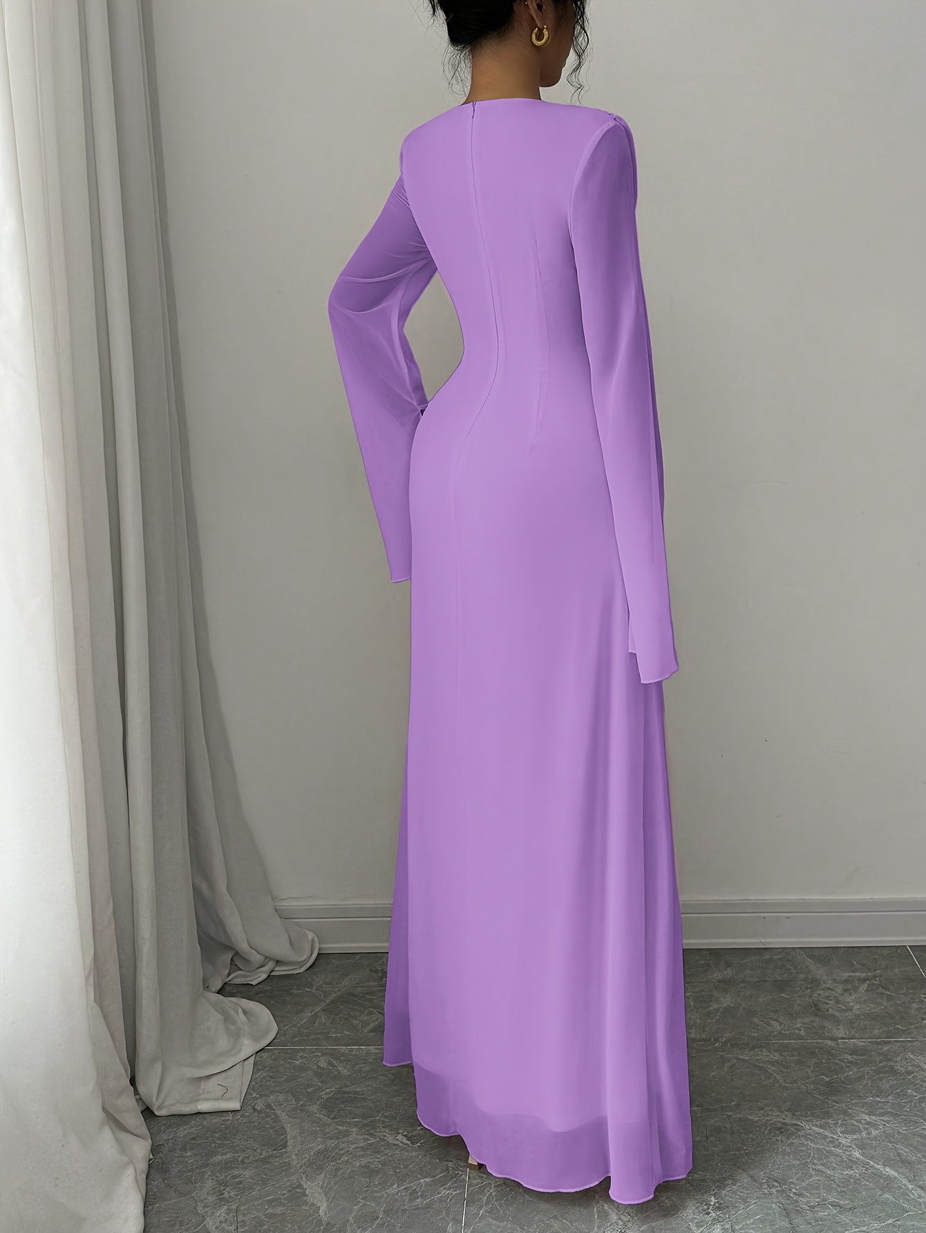 an elegant stylish long sleeve dress made flowing chiffon