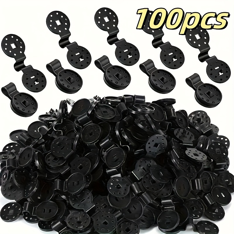 TEMU 100pcs High-index Plastic Sunshade Cloth Clips - Black Circular Net Fixing Clips For Shade Cloth, Garden Netting, Bird Net - Durable Tent Accessories