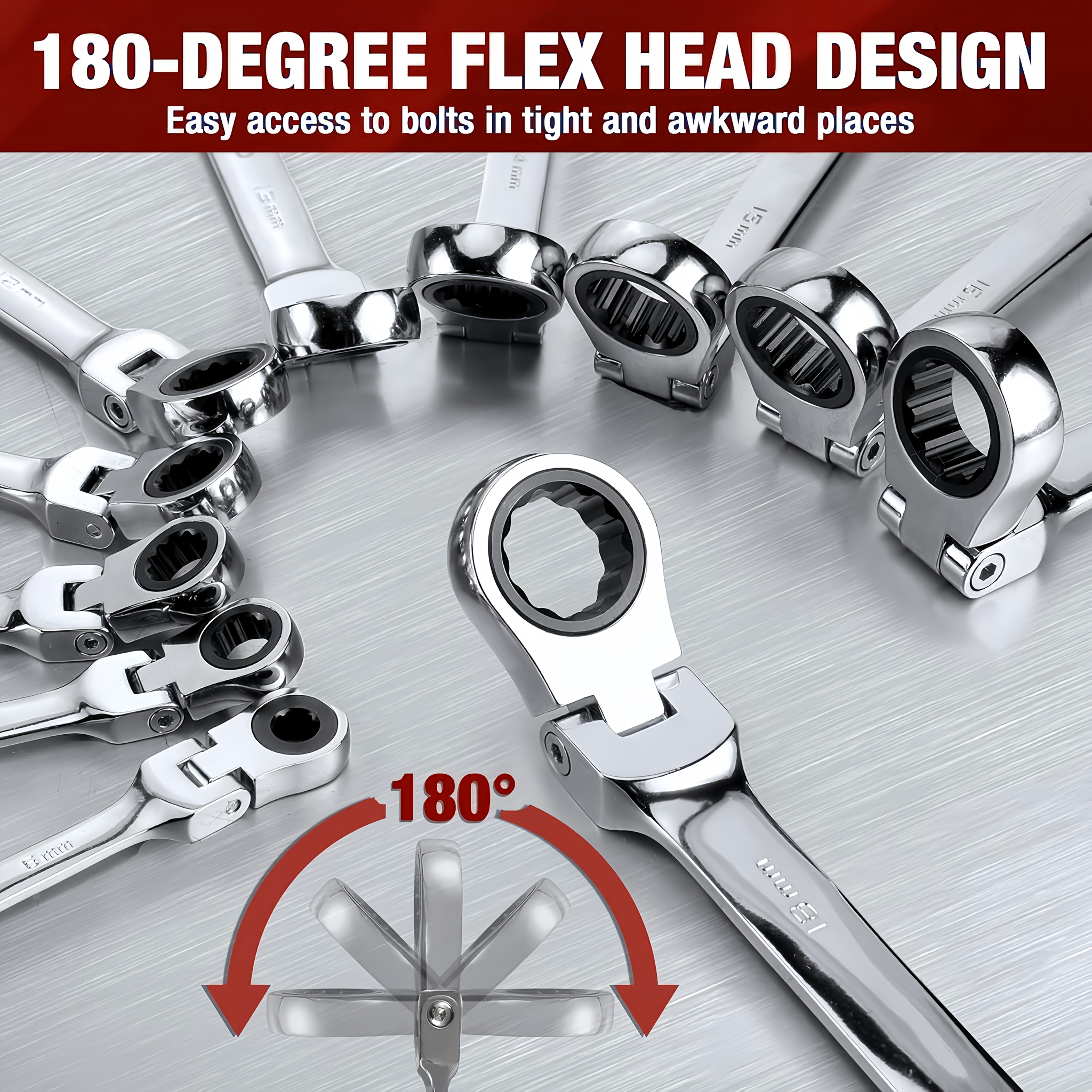 7 9 14pcs Ratchet Socket Set 72-Tooth 180° Flexible Head CR-V Chrome-Vanadium Steel for Rust Resistance and Durability Includes Fabric Storage Bag Suitable for Automotive/Home DIY Repairs