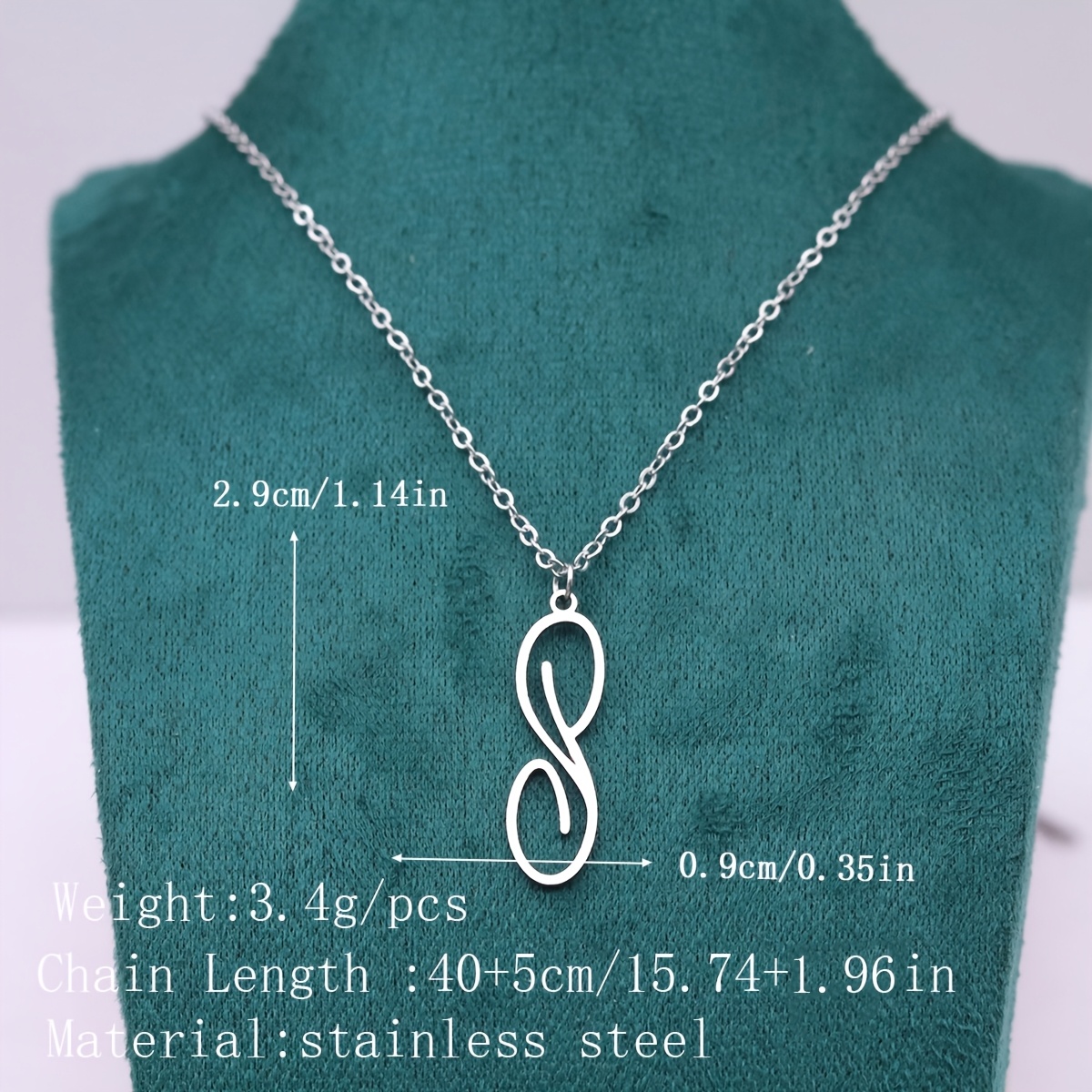 Initial S Drop Necklace, Personalized Monogram Gift