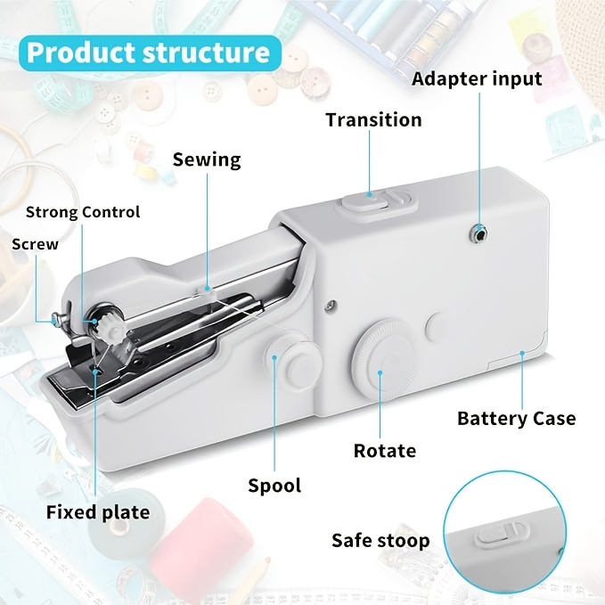 handheld sewing machine mini portable electric sewing machine suitable for quick repairs   design usb powered home and travel clothing repair kit with accessories beginner friendly Product details 1