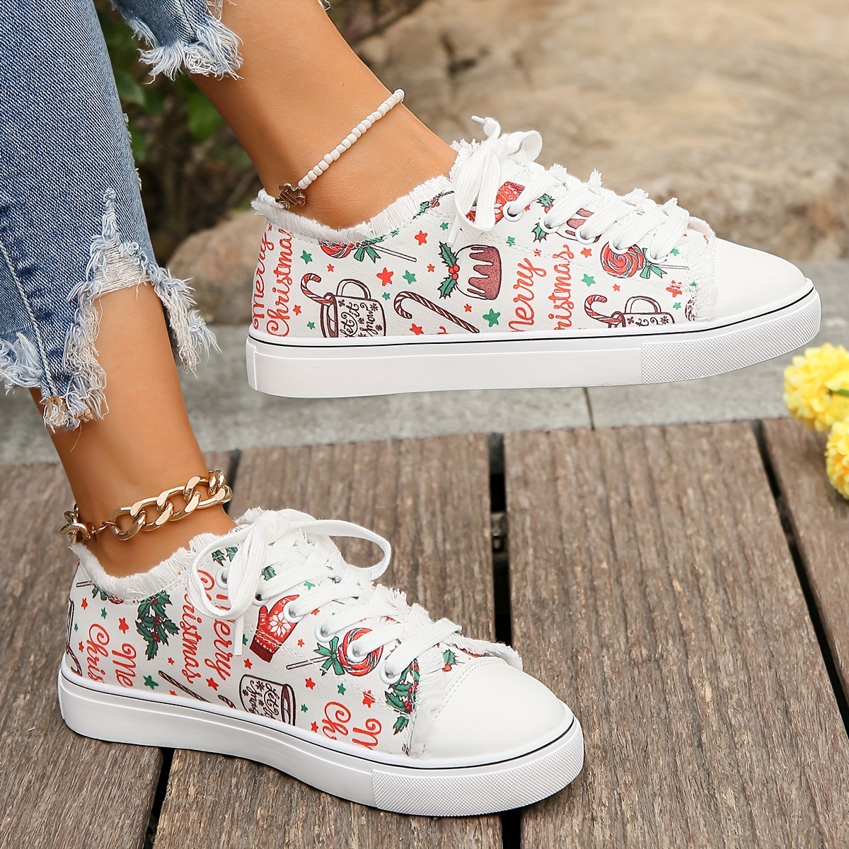 womens festive merry christmas casual sneakers comfortable Temu