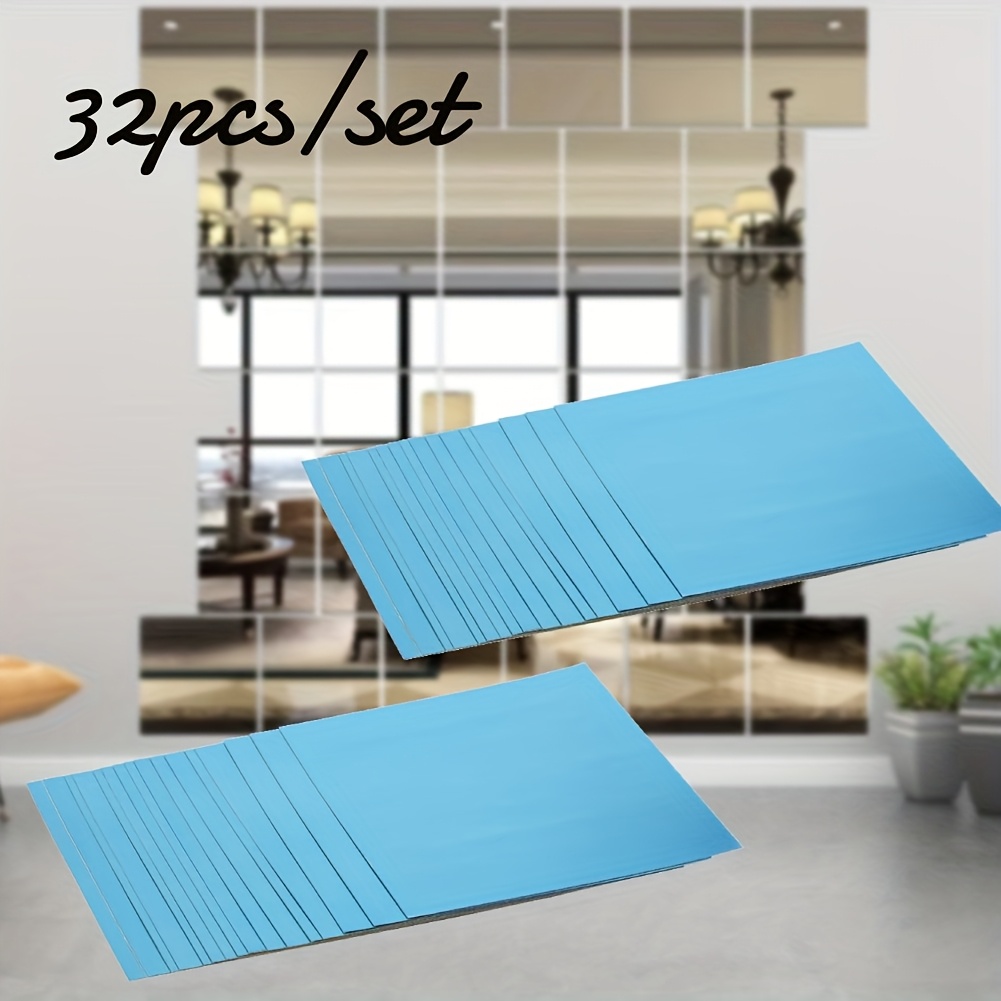 TEMU 32pcs Acrylic Mirror Wall Stickers 5.9*5.9inch Mirror Acrylic Mirror Tiles For Home Wall Decoration Removable Mirror Wall Stickers Square Mirror Silvery Mirror Panel Wall Decoration