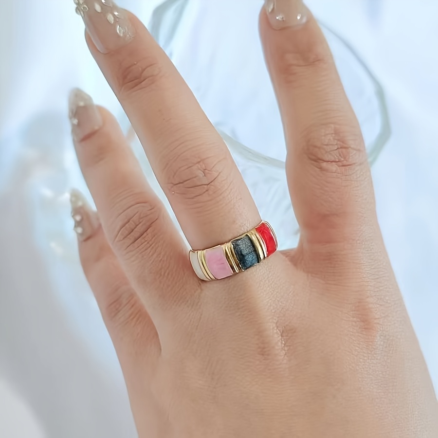 Adjustable Bamboo Ring with Enamel Glaze