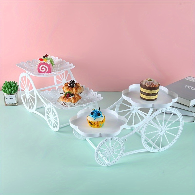 

1pc Support à Gâteau en Plastique Forme de Vélo, Dessert Table, Support à Gâteau Ornement Anniversaire Banquet de Mariage Fête des Mères Vacances Assiette à Fruits Multicouche