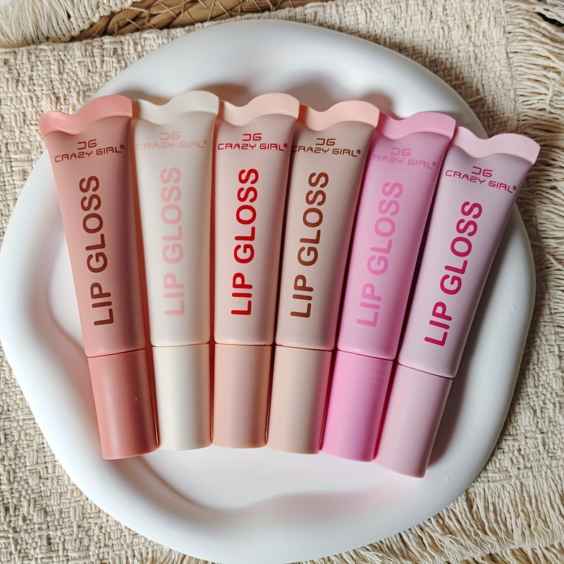 TEMU 6-pack Random Tinted Lip Balms - Long-lasting Lip Gloss With Clear Jelly End, 6 Colors (vanilla Beige, Brown, Pink, Sugar, Yummy Tint, ) - Moisturizing, Glossy Lip Light Beige Types, Lip Gloss