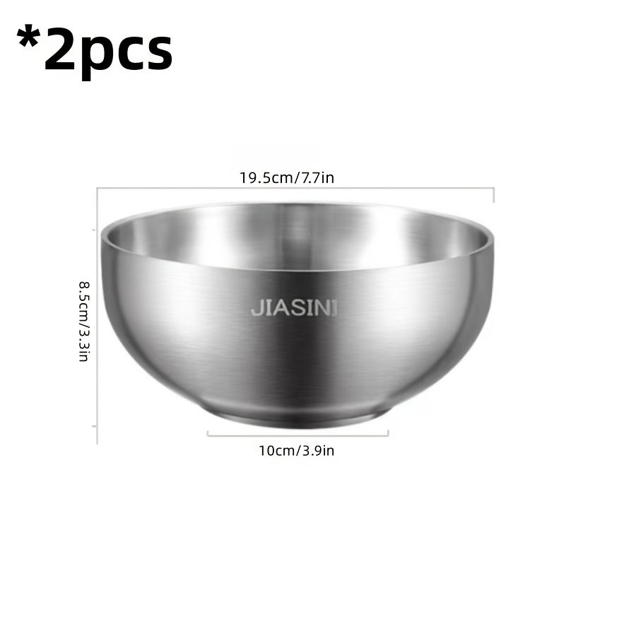 TEMU 2-5pcs Large Stainless Steel Double-layer Mixing Bowls, Insulated Soup Bowls With Wide Opening, Deep And Large Capacity, Double-layer Heat