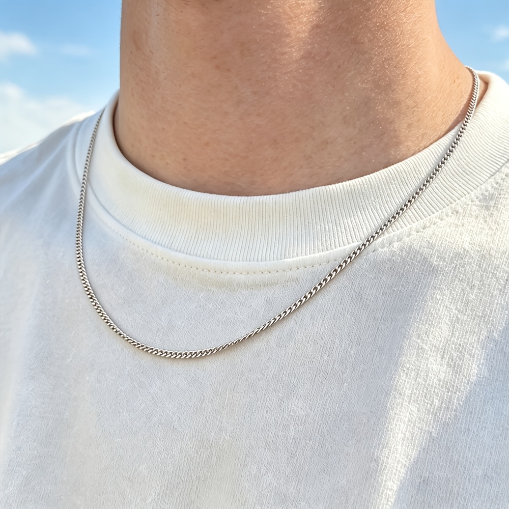 TEMU Collar de Cadena Delgada Estilosa para Hombres en Acero Inoxidable 304 con Baño de Oro de 18K, Regalo Versátil y Sencillo para Novio